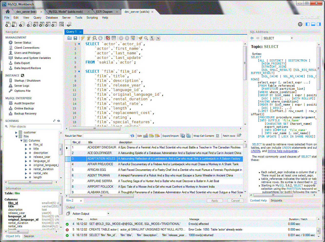 MySQL Workbench - SQL Editor