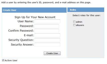 Create Users link