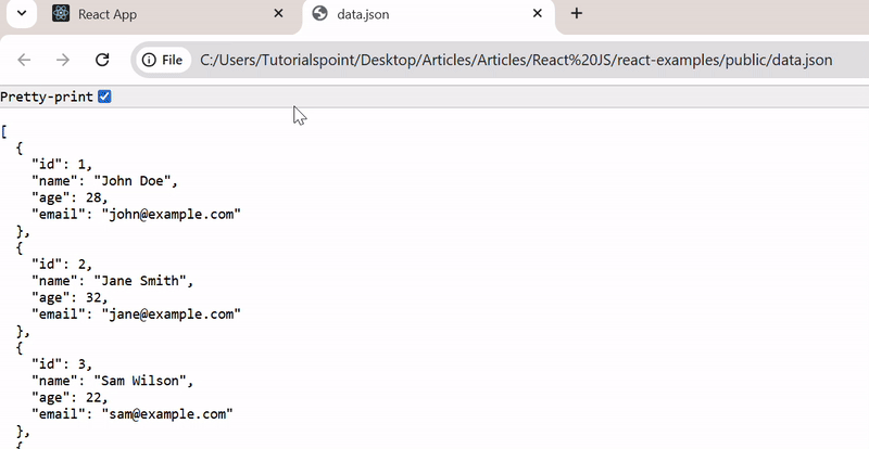 Output of JSON Parsing