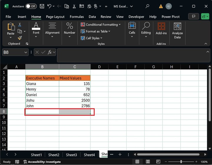 Entire Row Excel 1