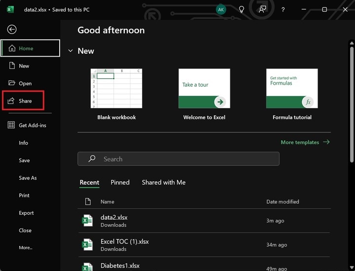 Steps to Share Excel Files 1
