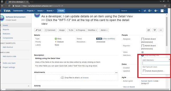 Users detail