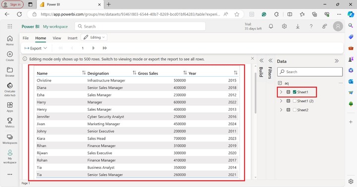 Paginated Report in BI Desktop 2