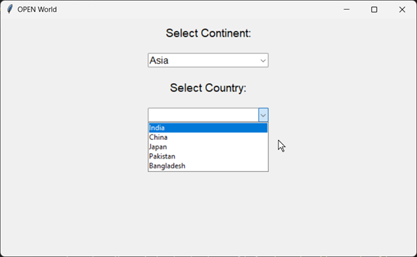 Continent Selection Continent Selection