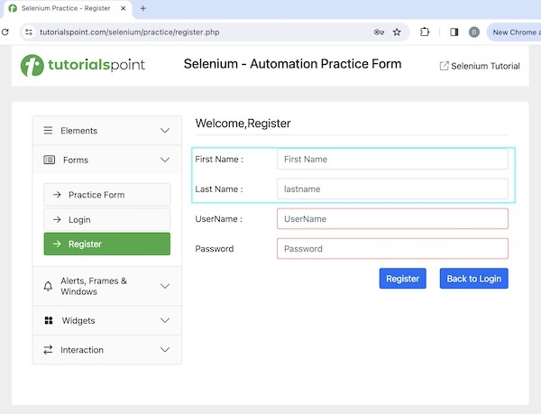 Selenium Keyboard Events 2